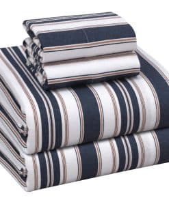 Juego de sábanas de franela RUVANTI tamaño -Rayas marítimas