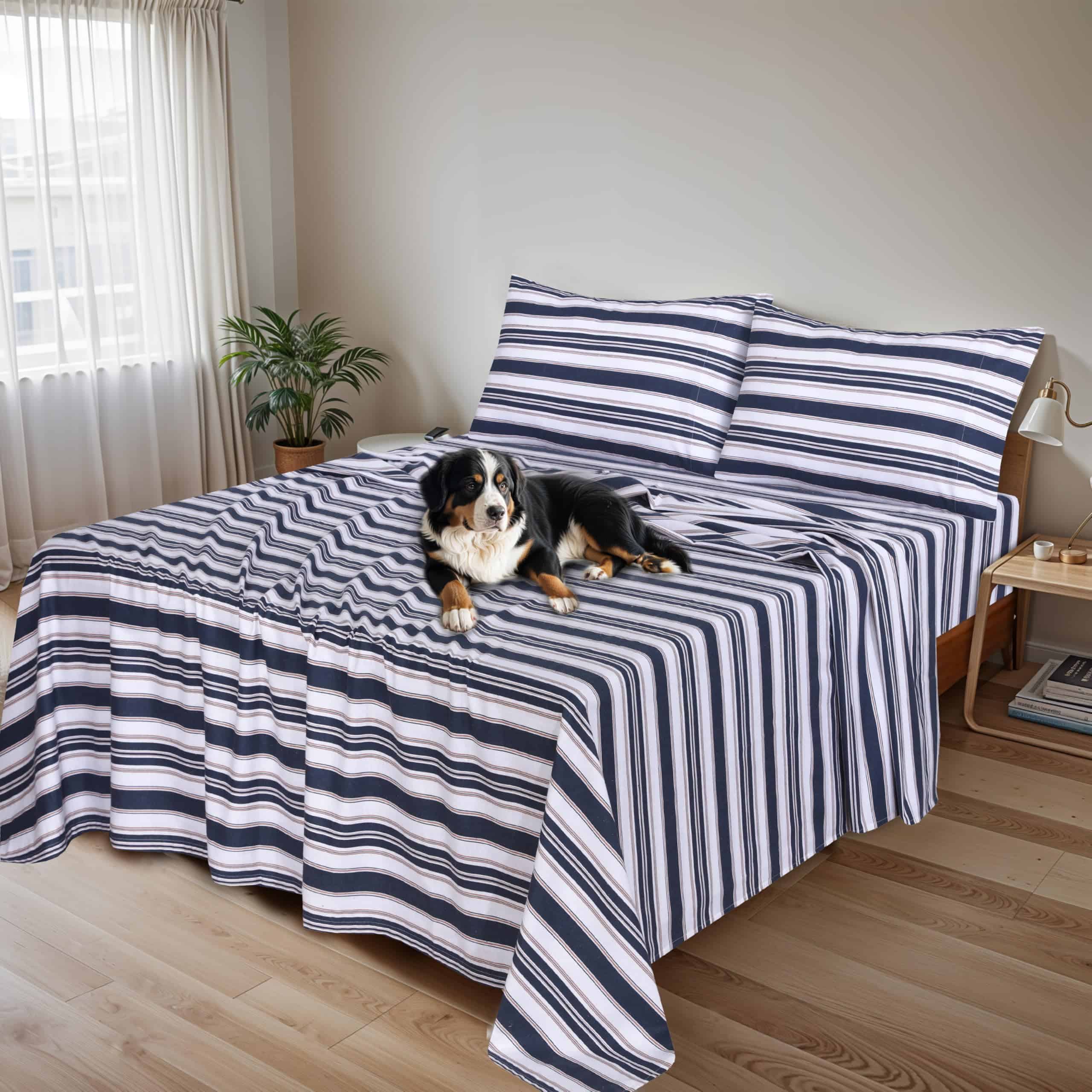 Juego de sábanas de franela RUVANTI tamaño -Rayas marítimas - Imagen 3