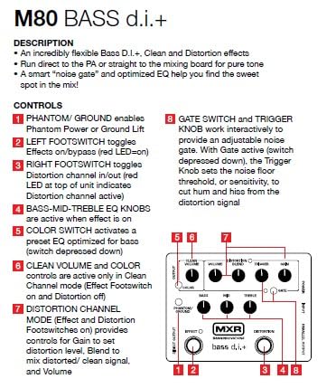 Pedal de Efectos de Preamplificador de Bajo MXR M80 Bass - Imagen 8