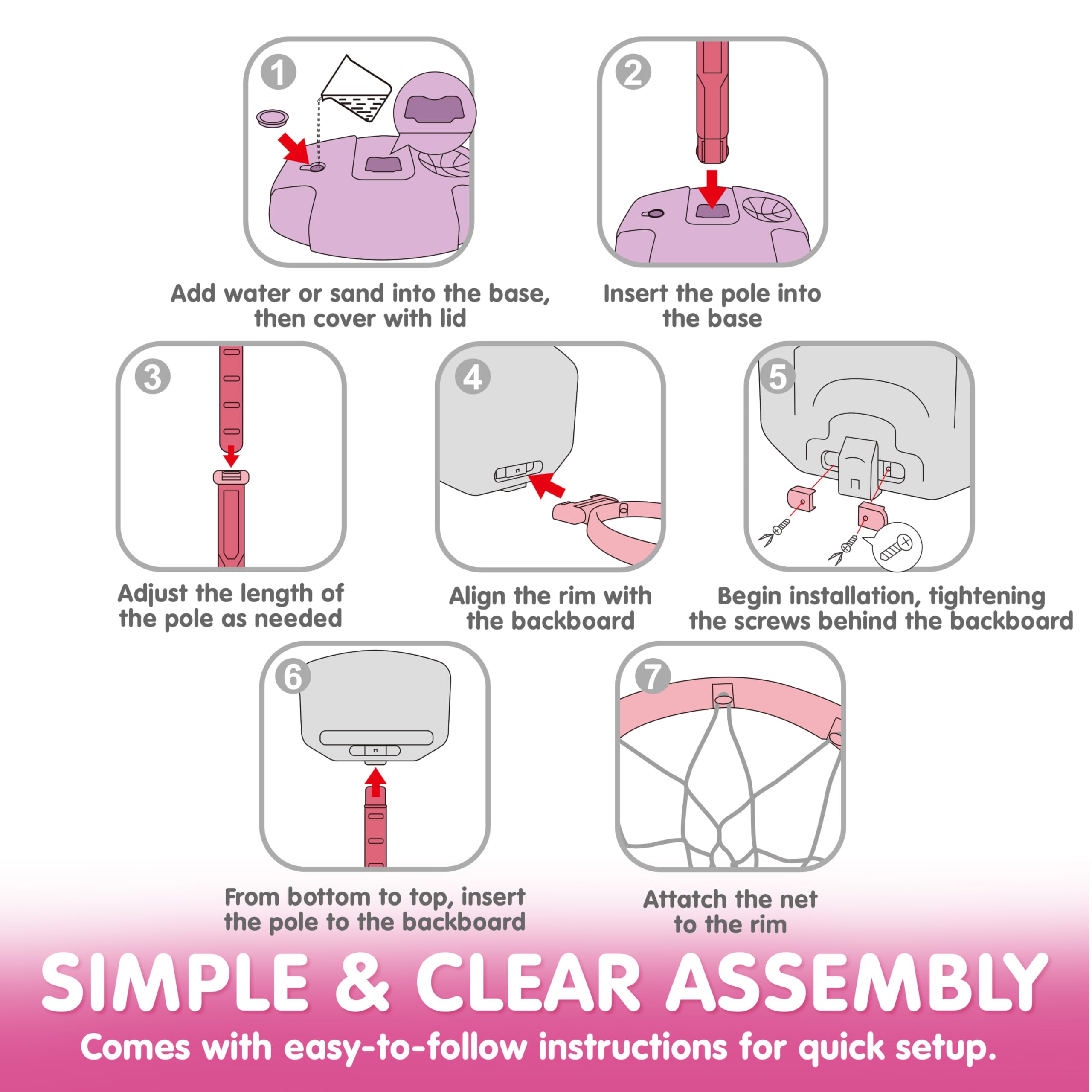 Aro de Baloncesto para Niños JOYIN, Canasta Ajustable con 4 - Imagen 8