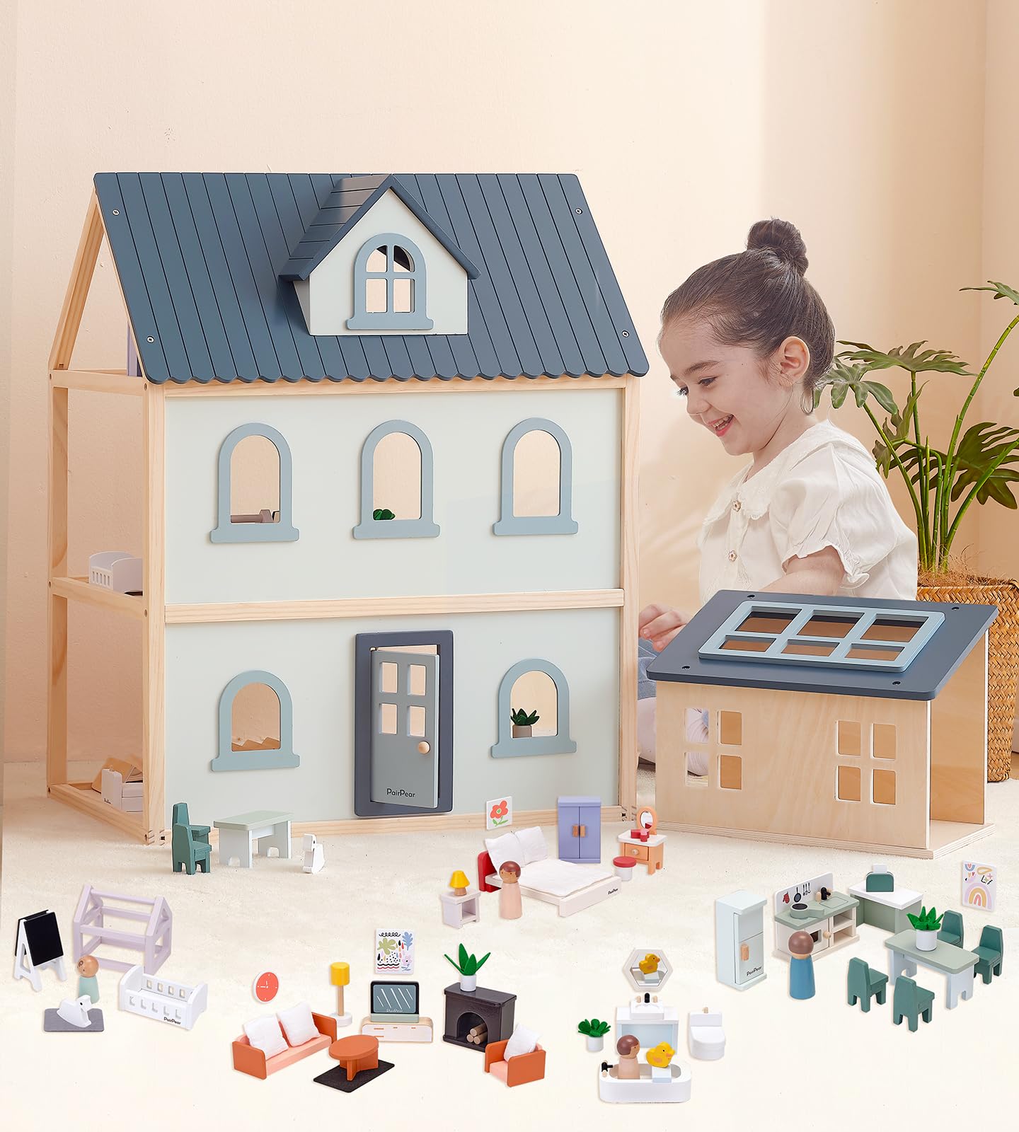 Casa de Muñecas de Madera PairPear, Kit de Casa de Muñecas