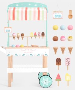 Carrito de helados de madera PairPear para niños, juego de