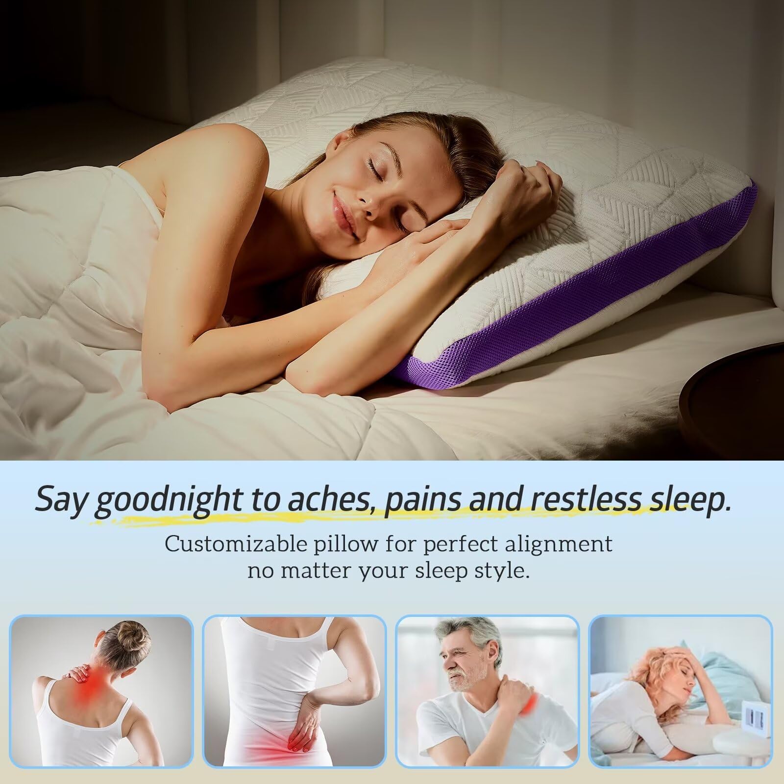 Almohada de Gel de Espuma Viscoelástica BETU Queen Size, - Imagen 5