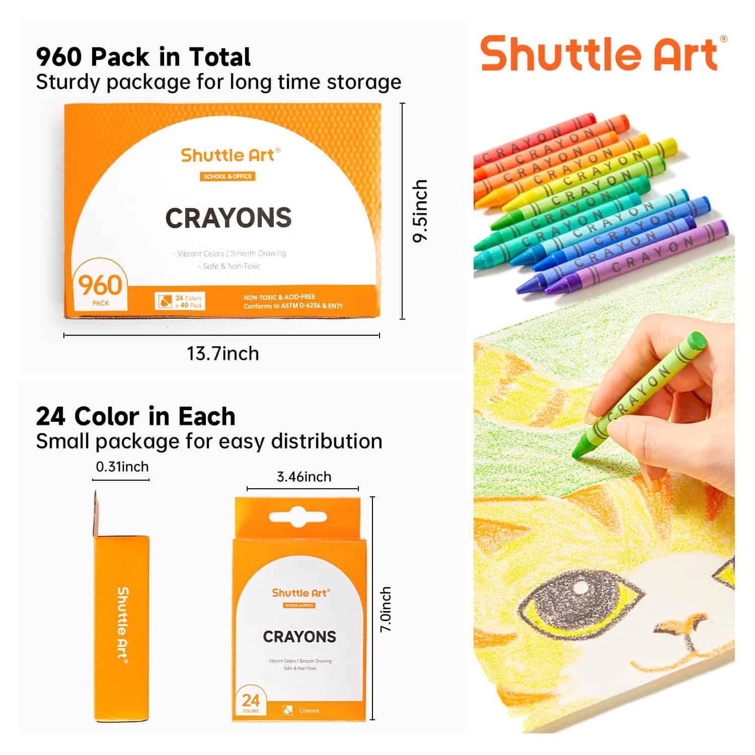Set de Crayones Shuttle Art a Granel - 40 Cajas de 24 - Imagen 3