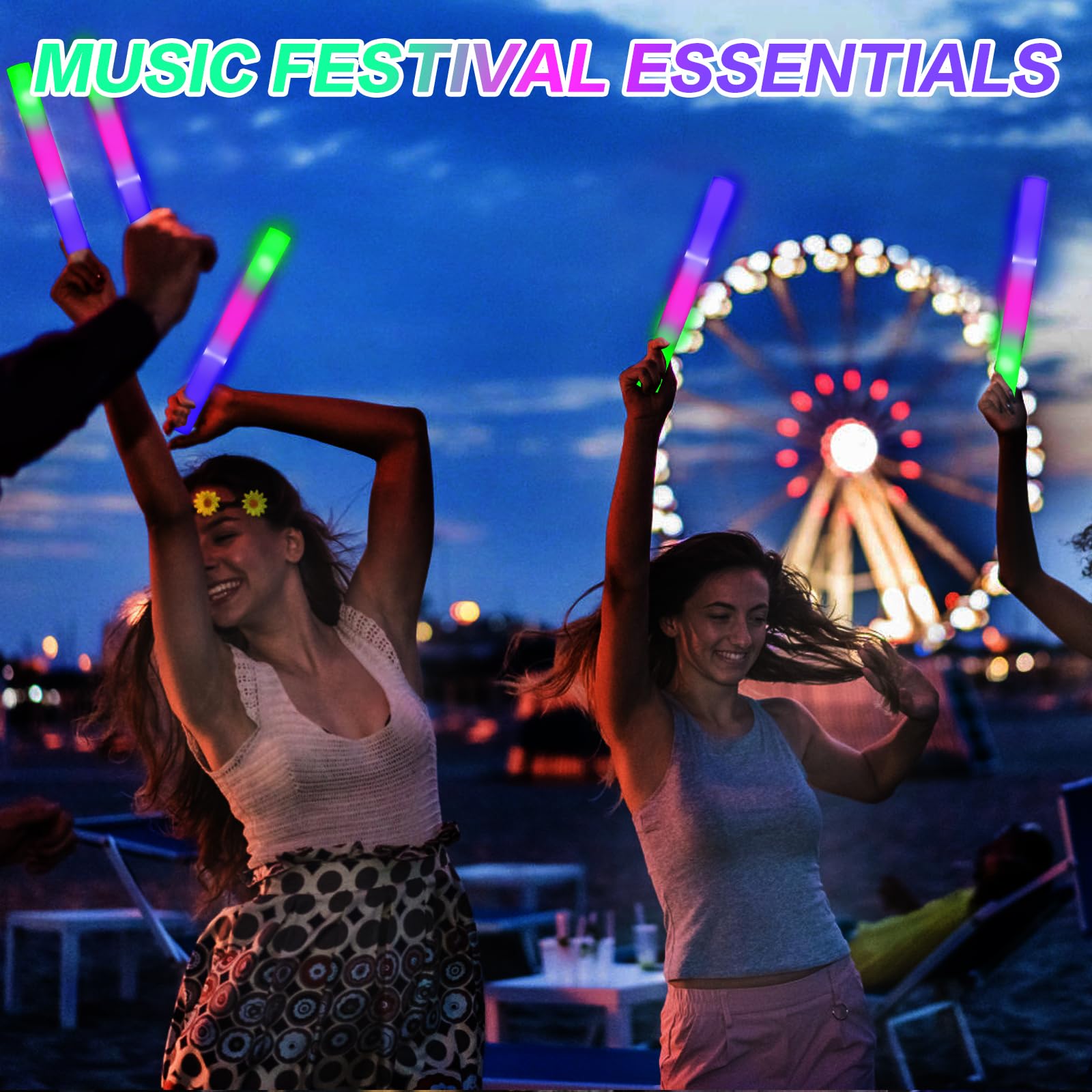 AWANG 100 Pcs Glow Sticks Con 3 Modos de Colores Brillantes - Imagen 4