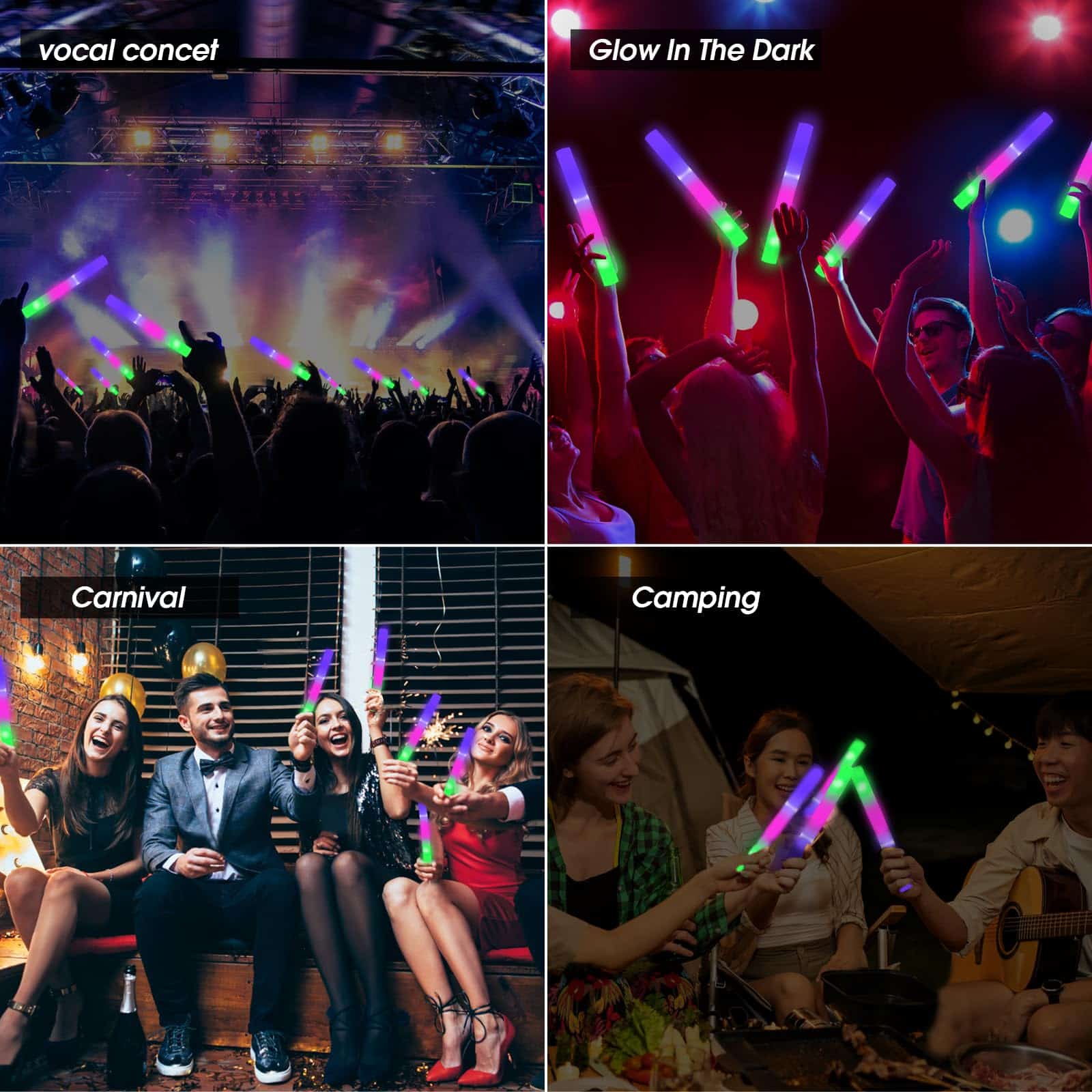 AWANG 100 Pcs Glow Sticks Con 3 Modos de Colores Brillantes - Imagen 5