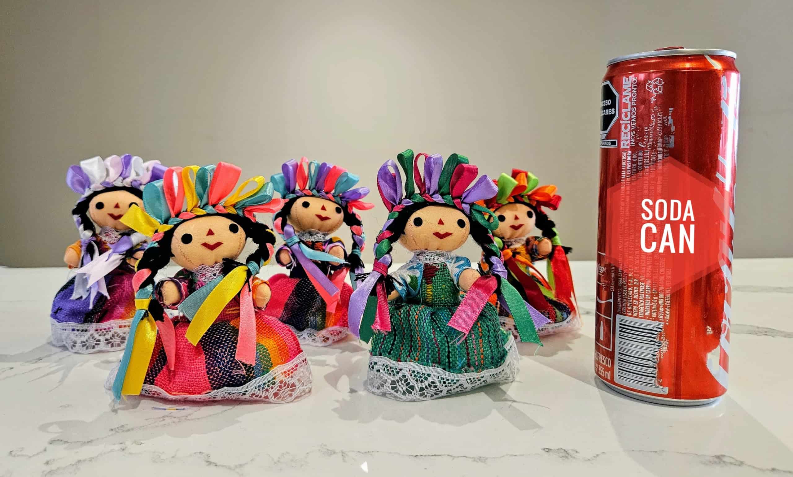 Paquete de 6 lindas muñecas de trapo mexicanas hechas a - Imagen 6