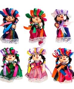Paquete de 6 lindas muñecas de trapo mexicanas hechas a