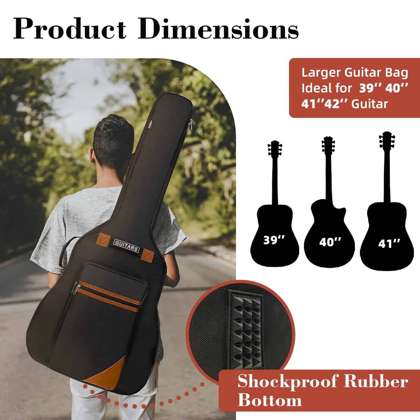 Funda de Guitarra Acústica NAGAN con Acolchado Extra Grueso - Imagen 7