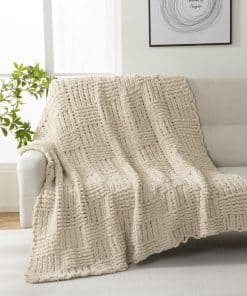 Manta de Punto Grueso Hecha a Mano YIRUIO con Diseño a