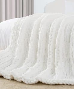 Manta de punto grueso Carriediosa 50" X 60", -Blanco Nieve