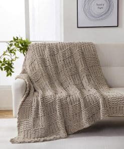 Manta de Punto Grueso Hecha a Mano YIRUIO con Patrón a