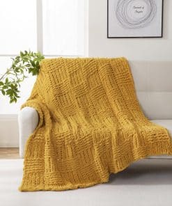 Manta de Punto Grueso Hecha a Mano YIRUIO -Cúrcuma