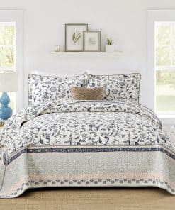 Colcha de cama extragrande de algodón -Azul Marino