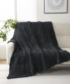 Manta de Punto Grueso Hecha a Mano YIRUIO -Negro