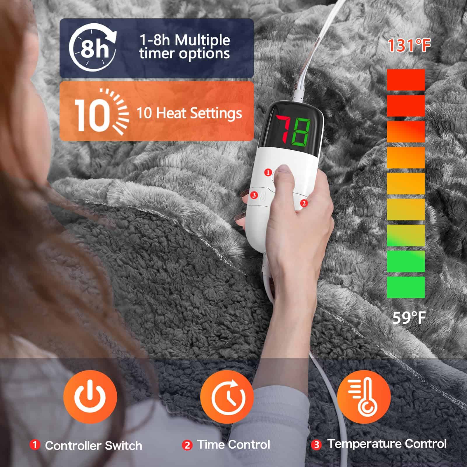 Manta Eléctrica Calefactada OCTROT Tamaño Queen - Manta - Imagen 5