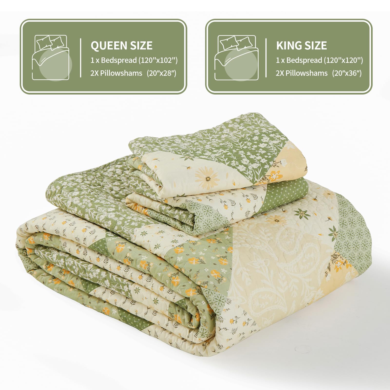 Colcha de cama extragrande KALOOLA 120x120, 100% algodón, - Imagen 7