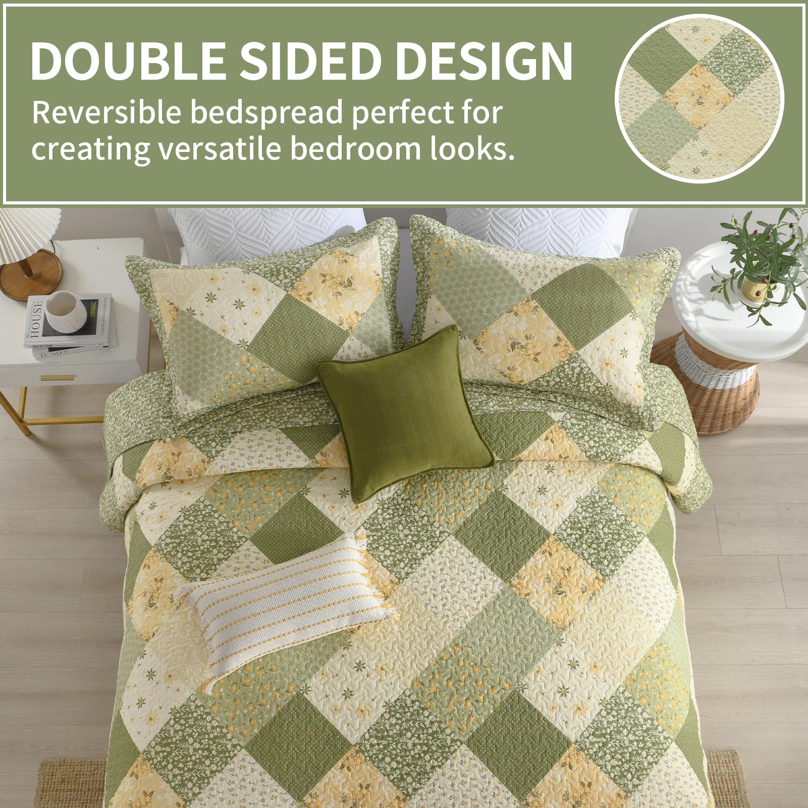 Colcha de cama extragrande KALOOLA 120x120, 100% algodón, - Imagen 5