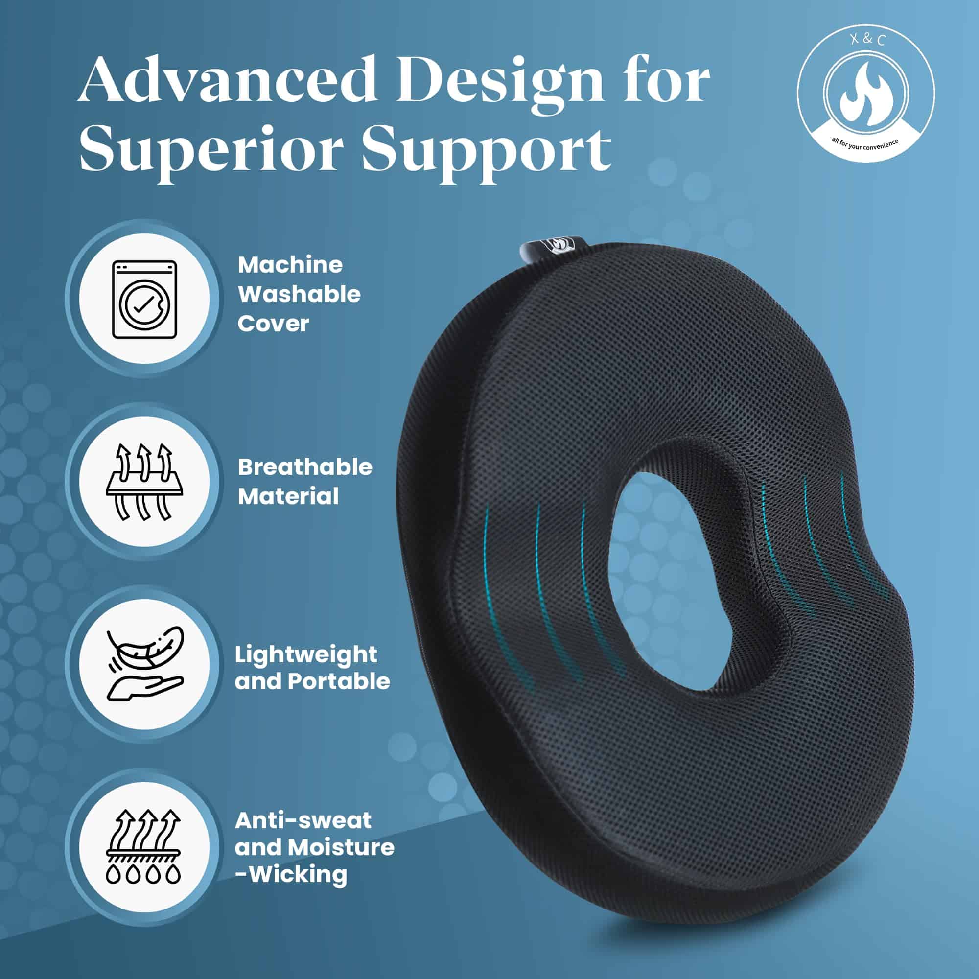 Cojín de Gel para Alfiler de Dona X&C, Cojín de Alivio del - Imagen 3