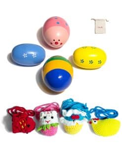 Shakers Musicales con Cubierta Tejida y Bolsa de Tela,