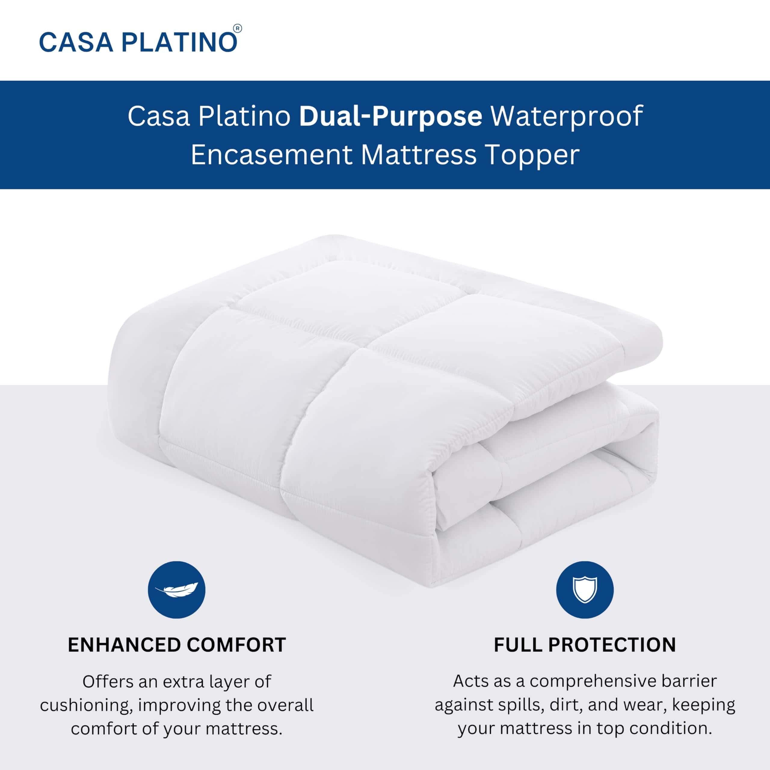 Funda de colchón Casa Platino Full Size acolchada pesada - Imagen 3