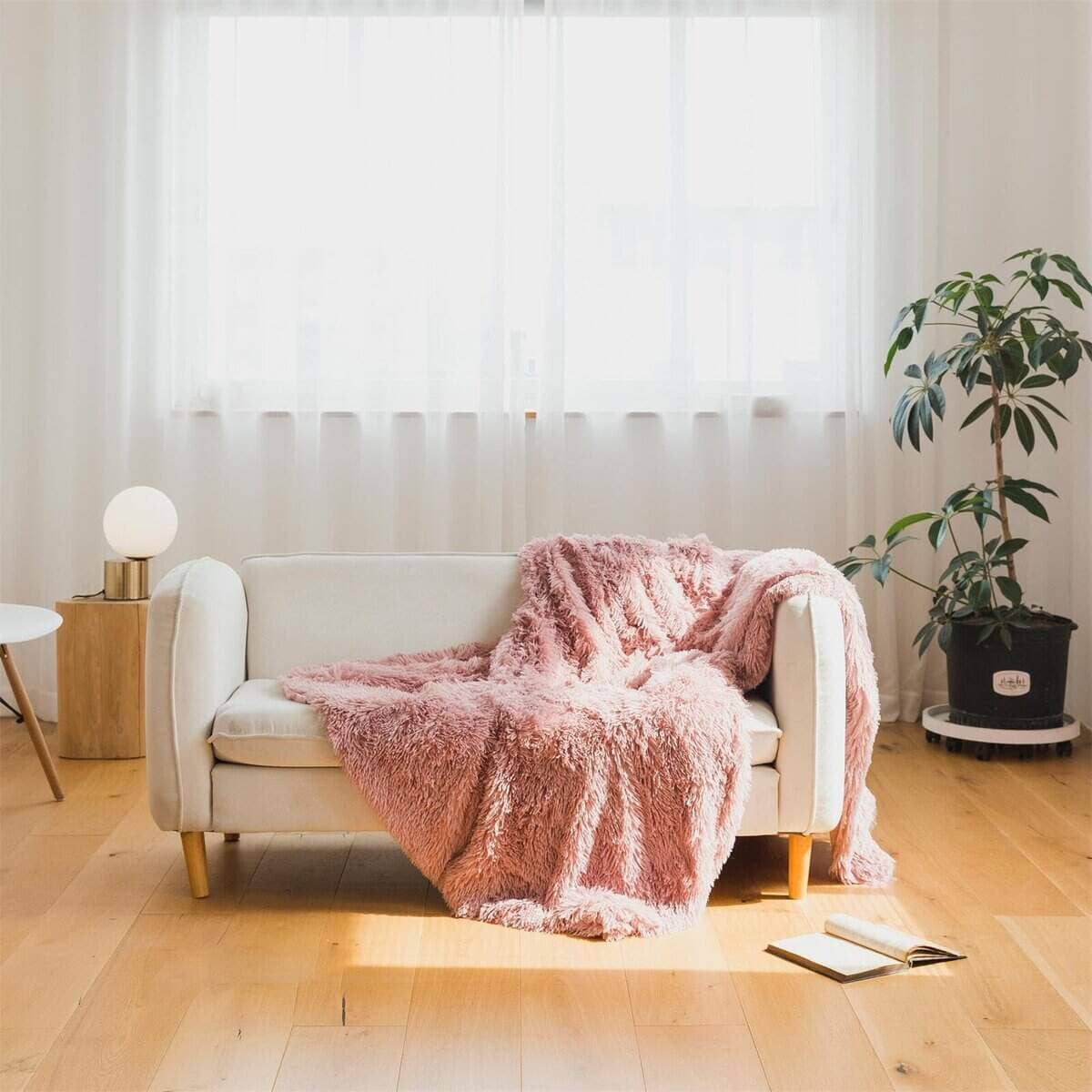 Manta de Piel Sintética Color Rosa Viejo, Manta Esponjosa - Imagen 3