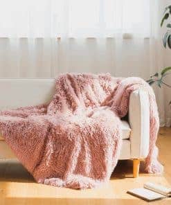 Manta de Piel Sintética Color Rosa Viejo, Manta Esponjosa