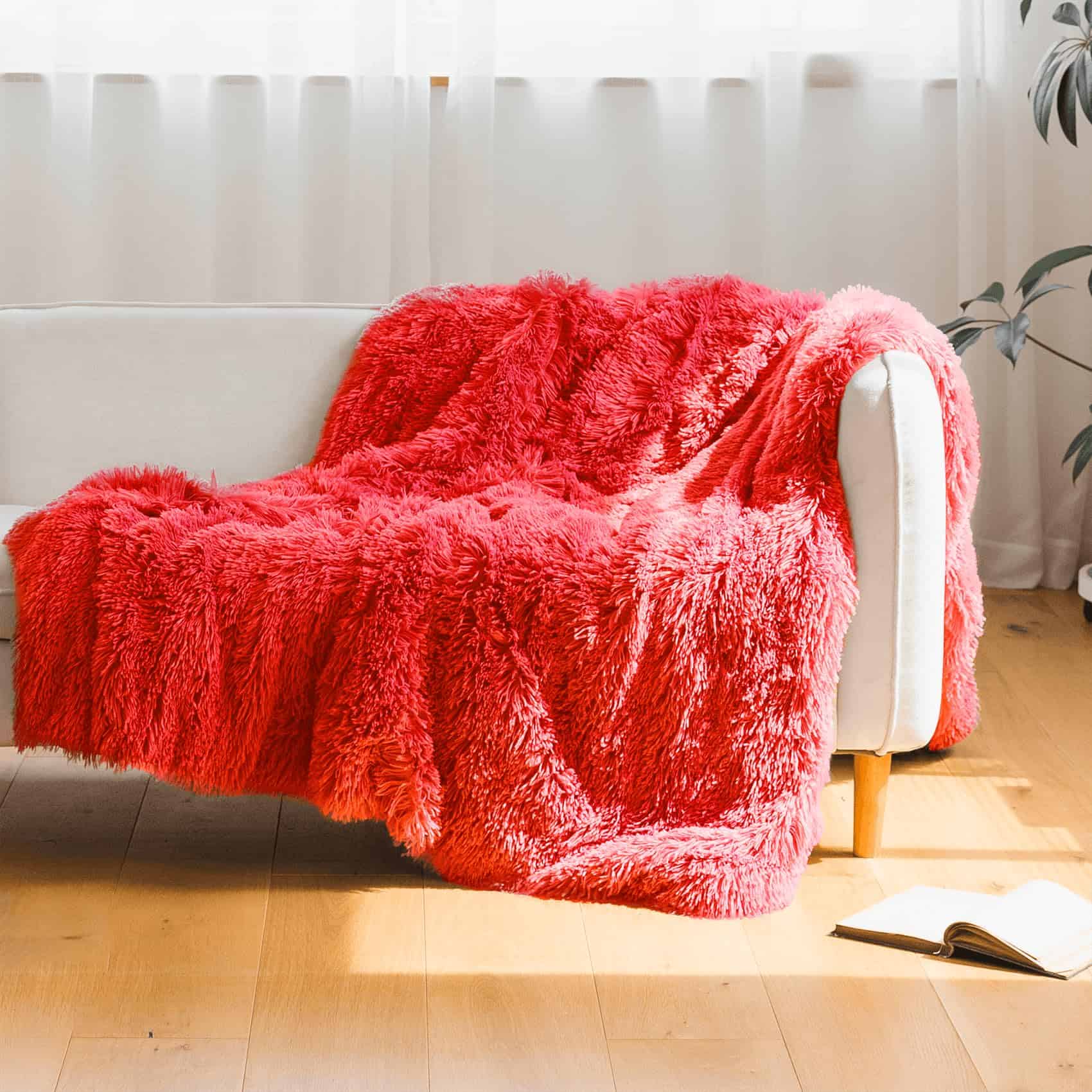 Manta de Piel Sintética Roja, Manta Roja 66" x 80"