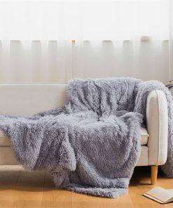 Manta de Piel Sintética Gris, 66" x 80" Suave y Esponjosa