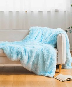 Manta de piel sintética azul, 66" x 80" esponjosa y peluda