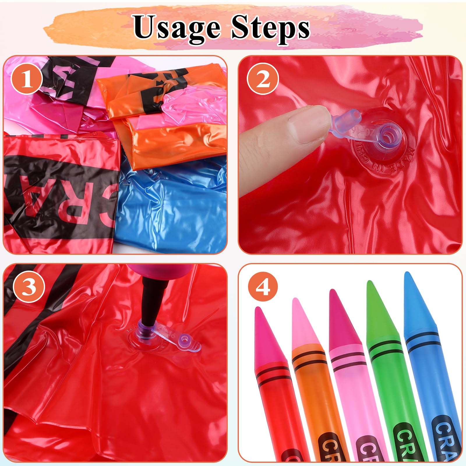 craftshou 30 Pcs 41.34 Inch Inflatable Crayons Tall Large - Imagen 4