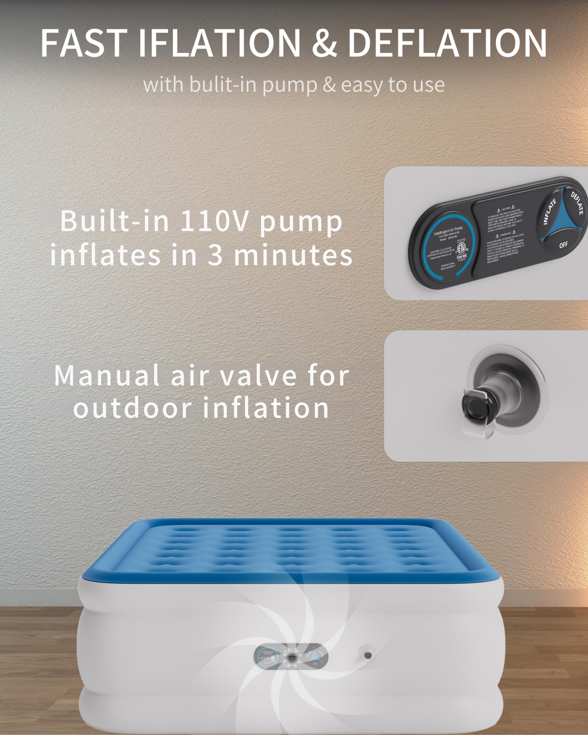 Colchón de Aire Queen Hi Explore con Bomba -Azul - Imagen 6