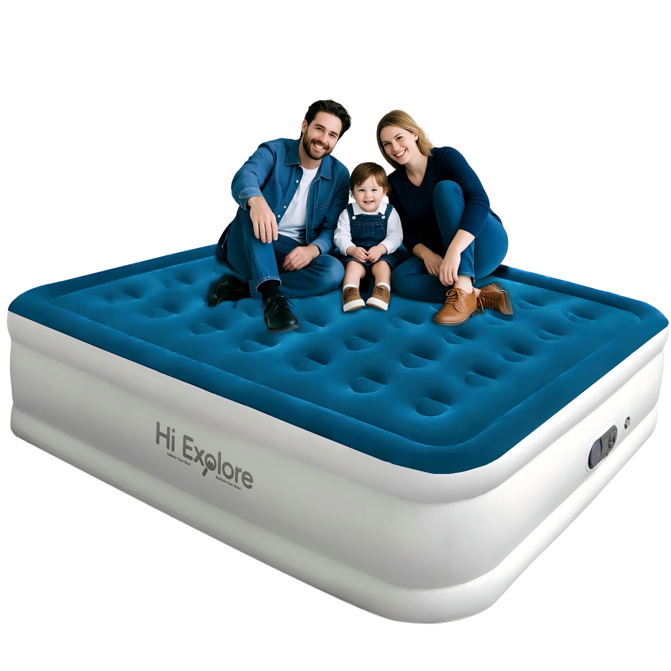 Colchón de Aire Queen Hi Explore con Bomba -Azul