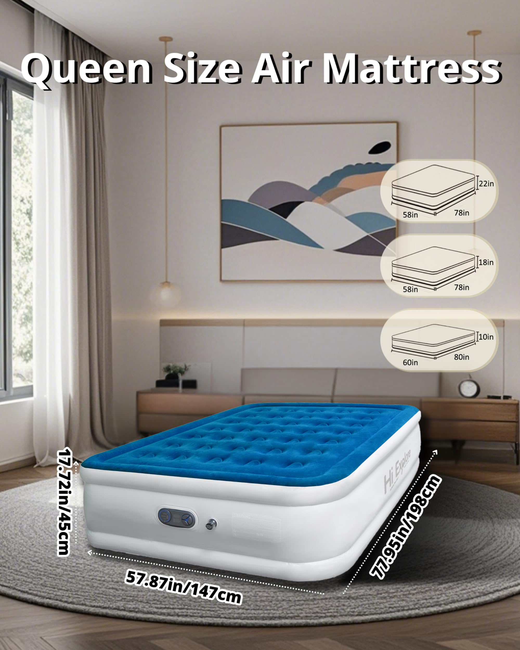 Colchón de Aire Queen Hi Explore con Bomba -Azul - Imagen 5