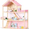 Casa de muñecas de madera Pillowhale con 36 piezas de