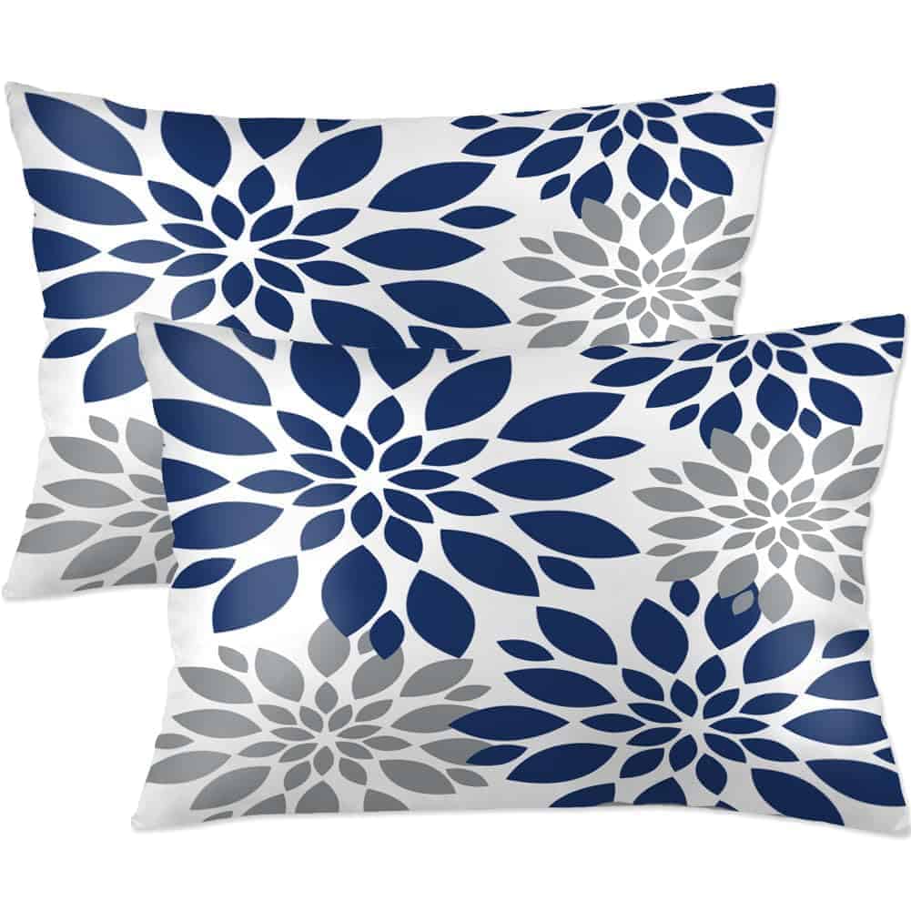 Fundas de Cojín Xihomeli Navy Blue Gray Dahlia Tamaño Extra