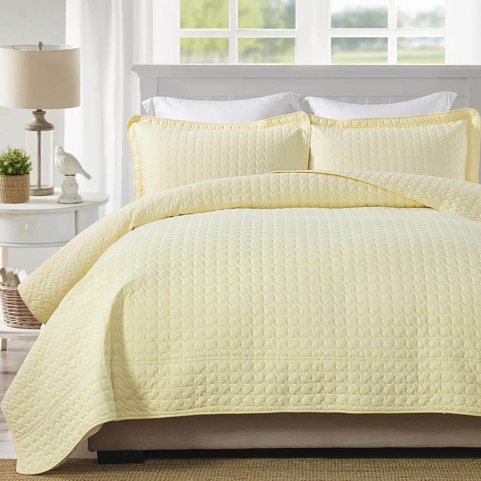 Juego de Colcha Queen Size SahSahCasa 100% Algodón, Colcha