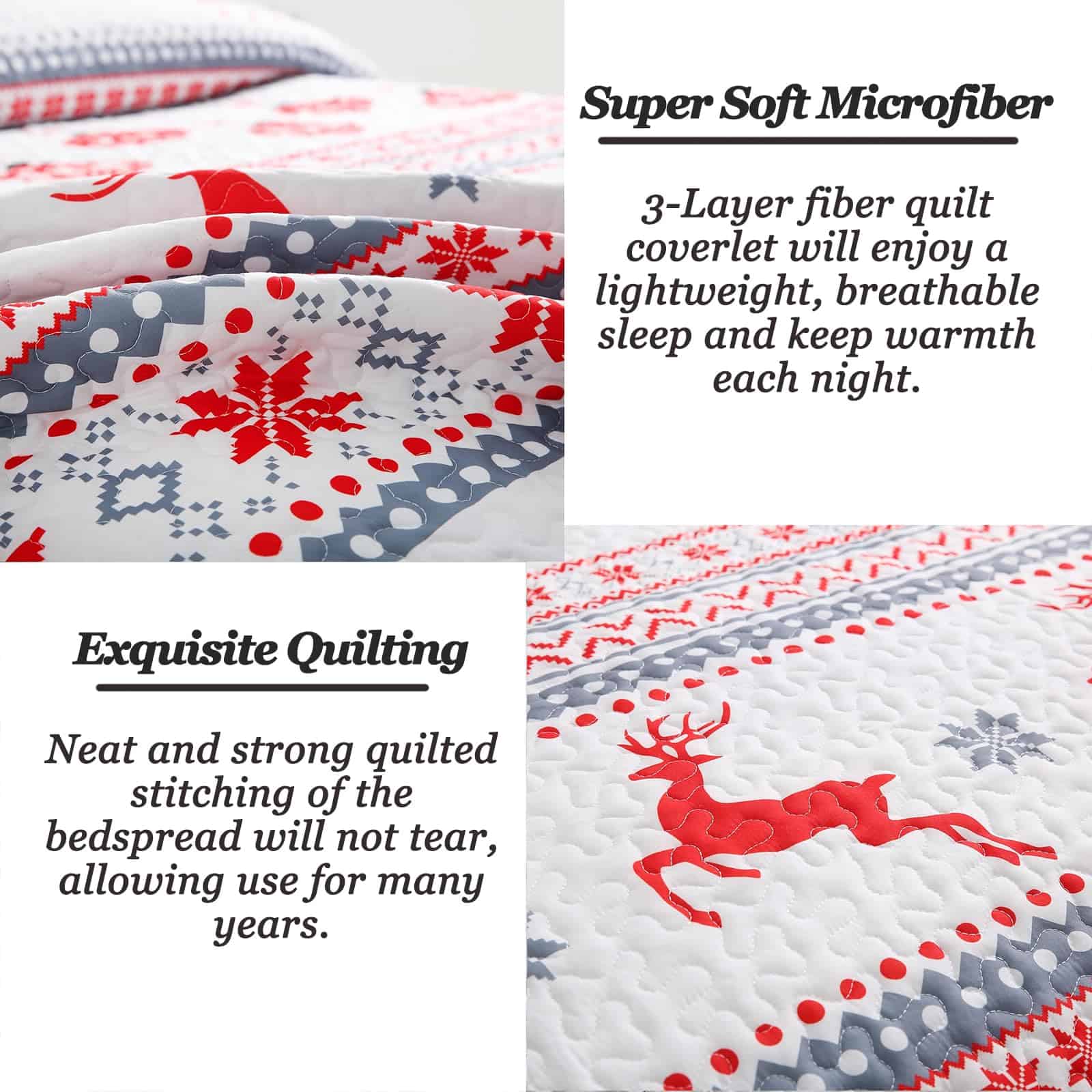 Colcha de Cama Reina con Patrón de Reno Kindred Home - - Imagen 6
