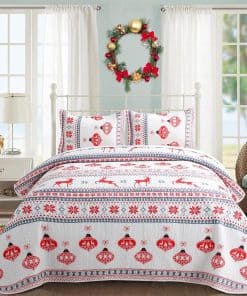 Colcha de Cama Reina con Patrón de Reno Kindred Home -