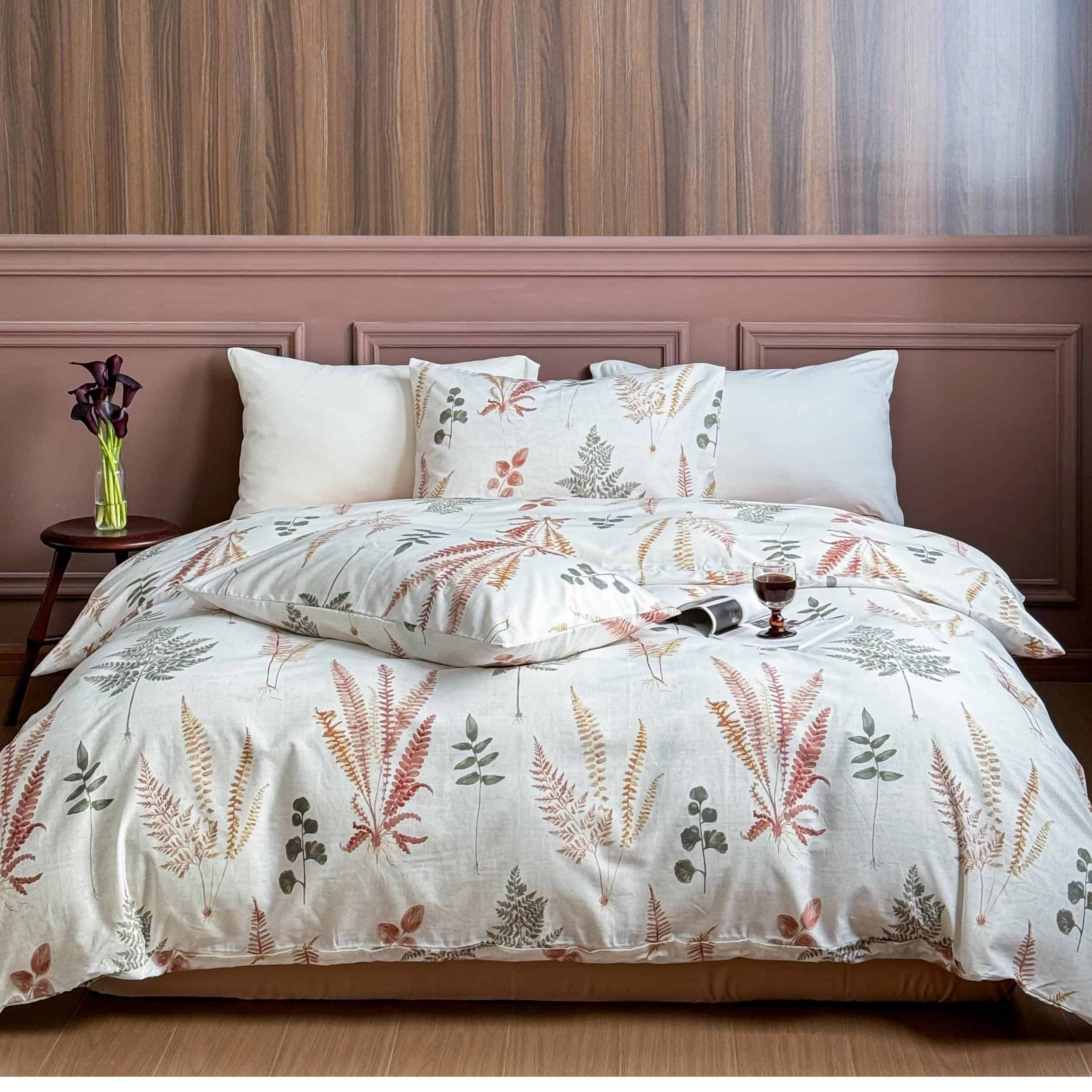 Juego de Funda de Edredón Jane Yre Queen Plants de Algodón