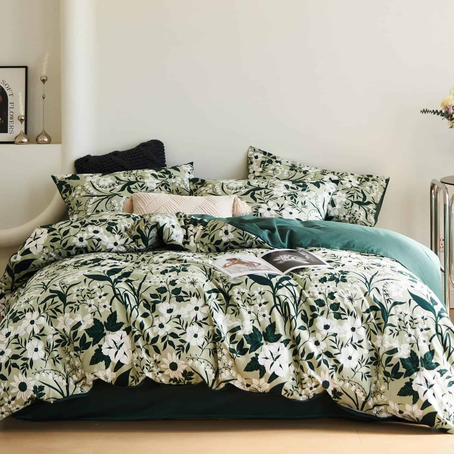 DUVET COVER BUPIRD King Flower 100% Algodón Suave Juego de