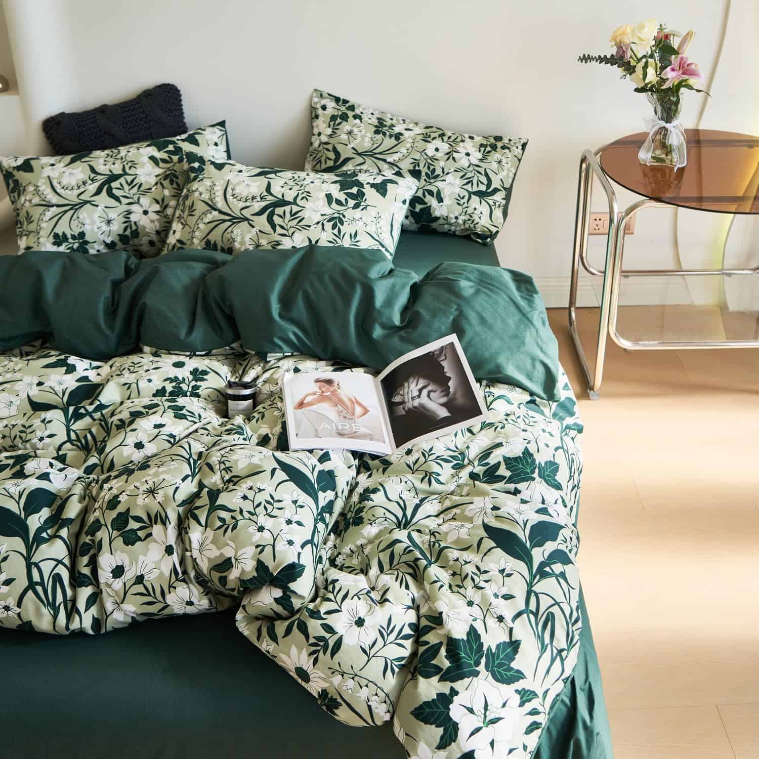 DUVET COVER BUPIRD King Flower 100% Algodón Suave Juego de - Imagen 6