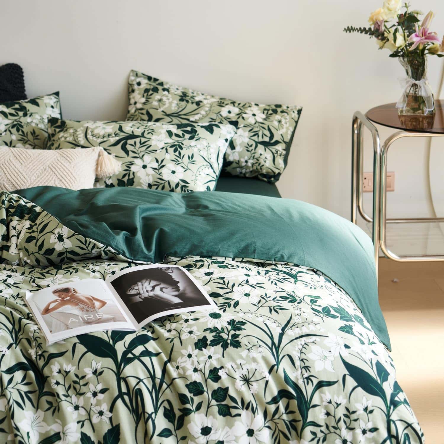 DUVET COVER BUPIRD King Flower 100% Algodón Suave Juego de - Imagen 4