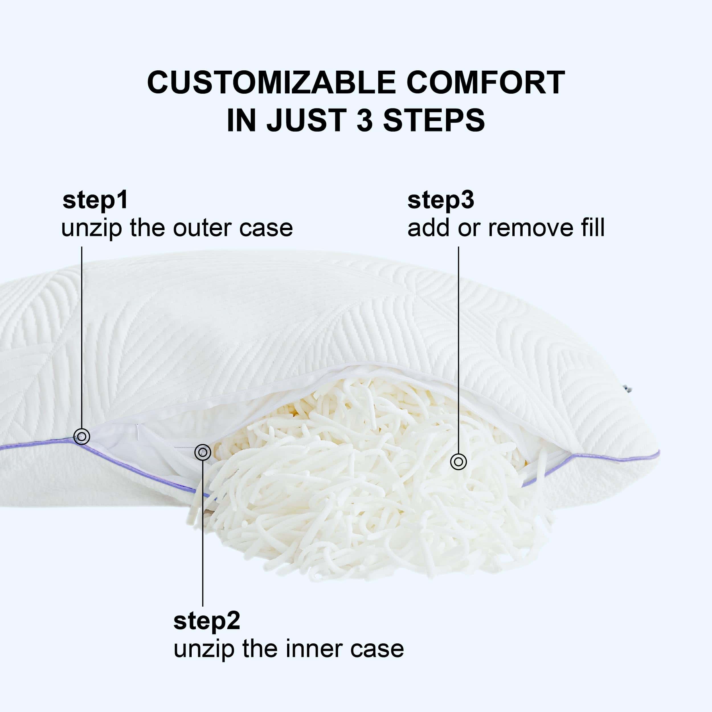 Almohadas de Espuma de Memoria Triturada LitTexPilo - Juego - Imagen 5