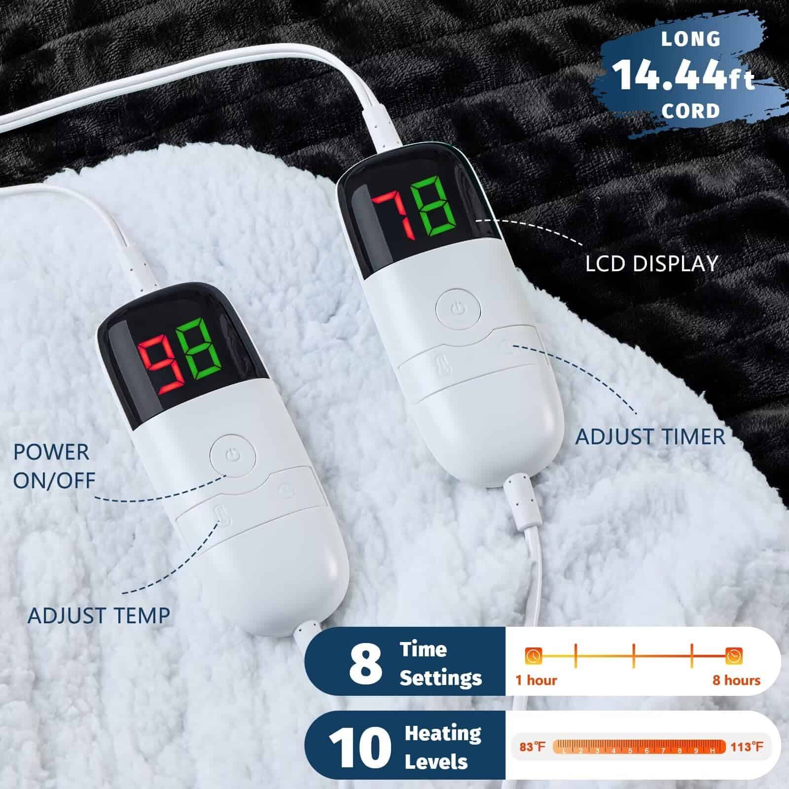 Manta Eléctrica Calentada Tamaño Queen - 84" x 90" Manta - Imagen 4