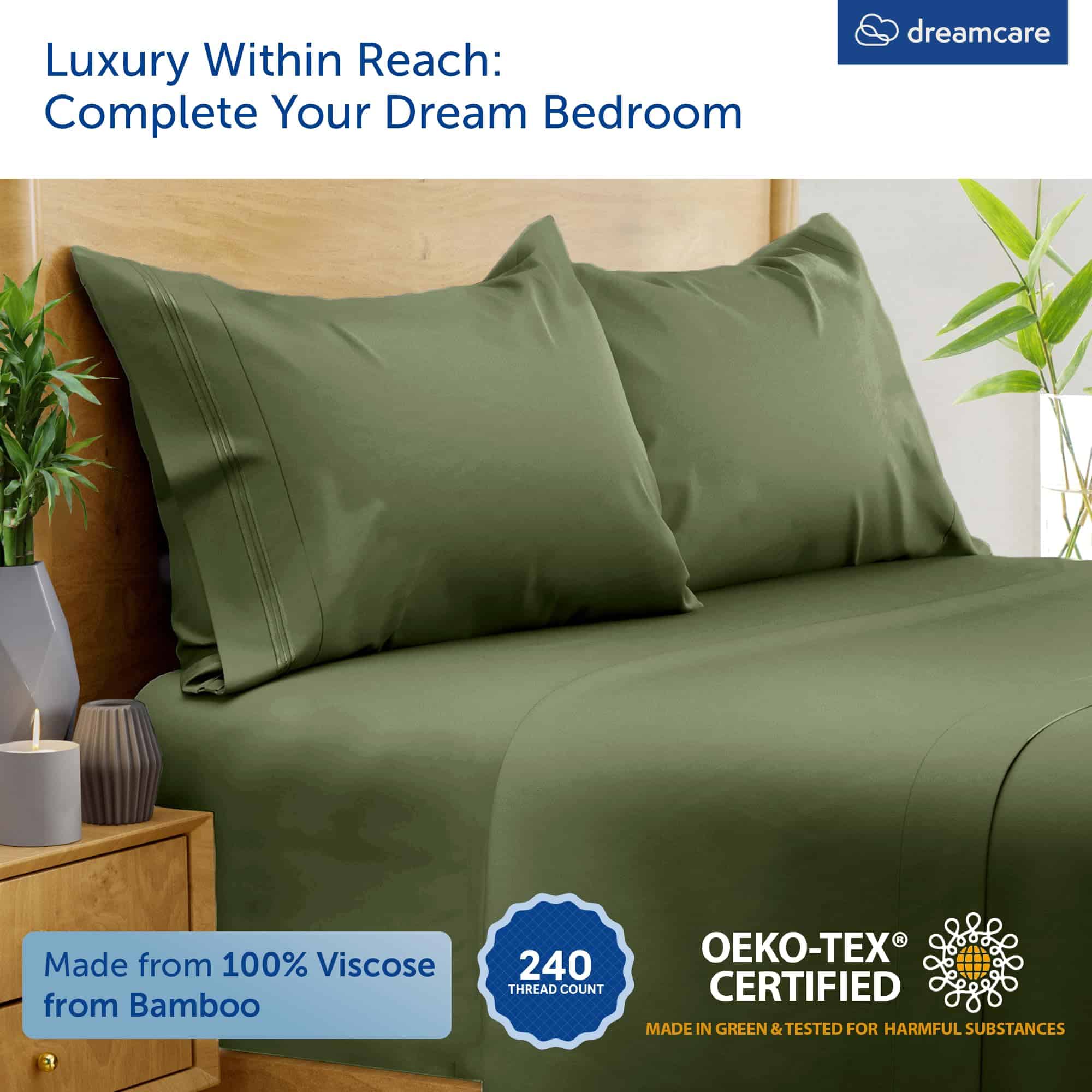 Juego de Sábanas de Bambú 100% Viscosa para -Olive - Imagen 3
