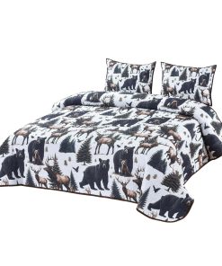 Juego de Cobertor de Cama con 2 Fundas de Almohada, King