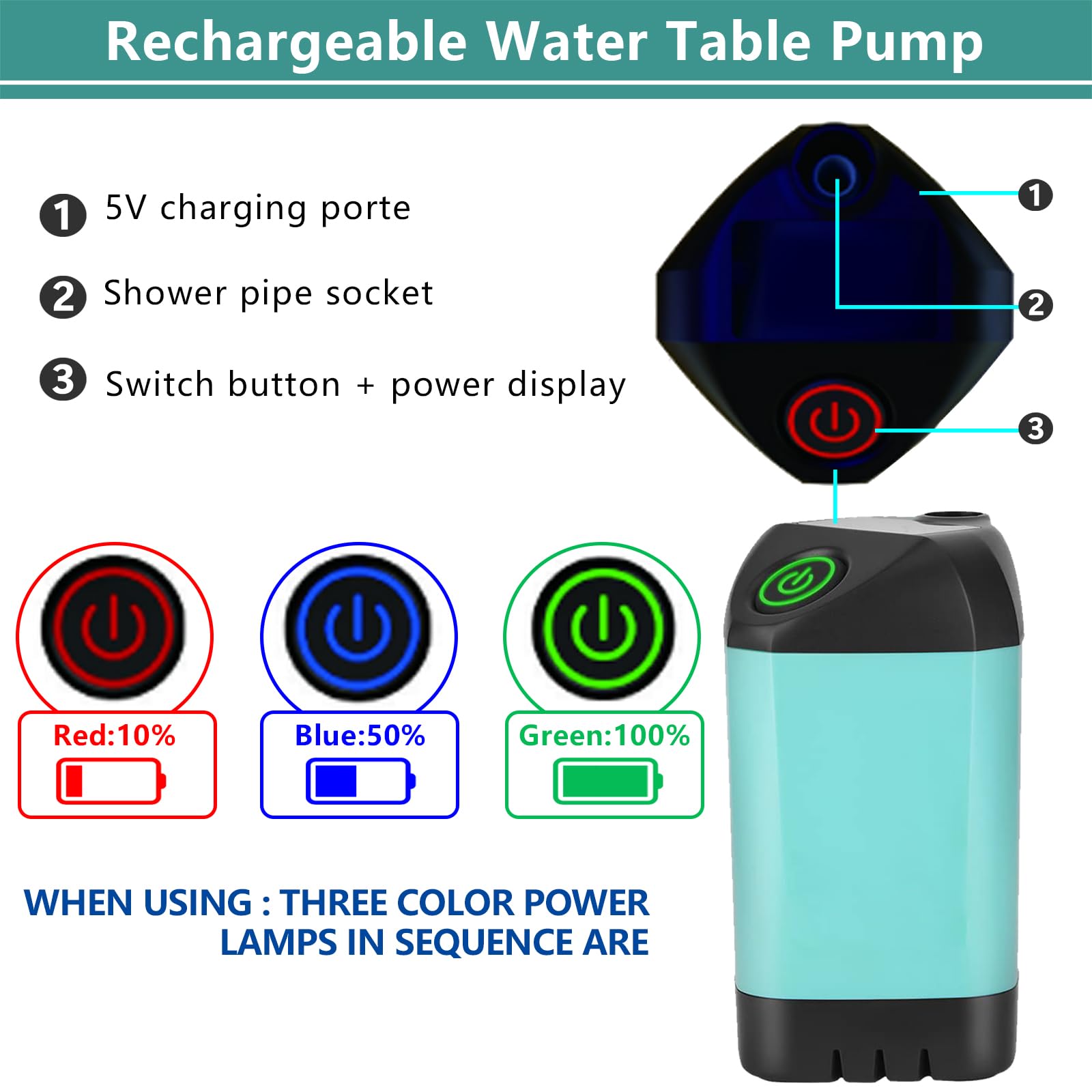 Bomba de agua recargable Bitubi para mesa de agua Step2, - Imagen 6