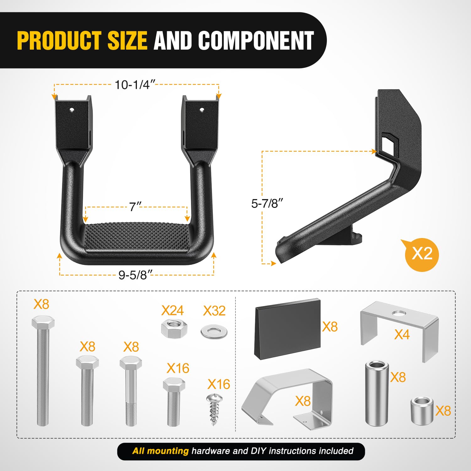 Estribos universales antideslizantes de aluminio Nilight - Imagen 3