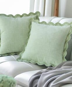 Fundas de Almohada Decorativas con Volantes Verdes TINYSUN